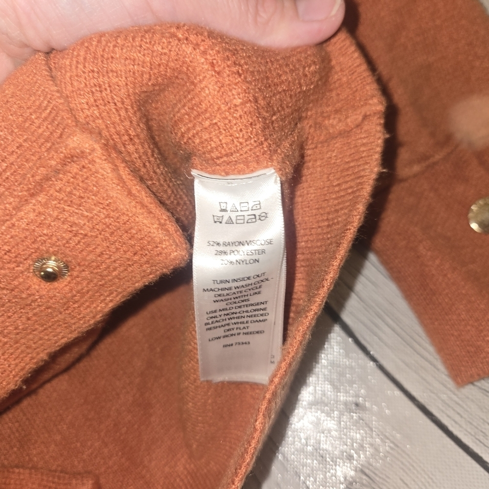 Tahari Jacket Womens XS Orange Long Sleeves Button Up Heavyweight Collared - Picture 7 of 8